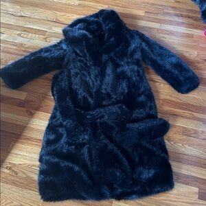 Classic Black Faux Fur Coat - Women's Elegant Winter Jacket